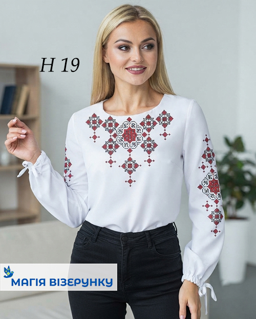Заготовка вишиванки Червоно-чорна Н 019