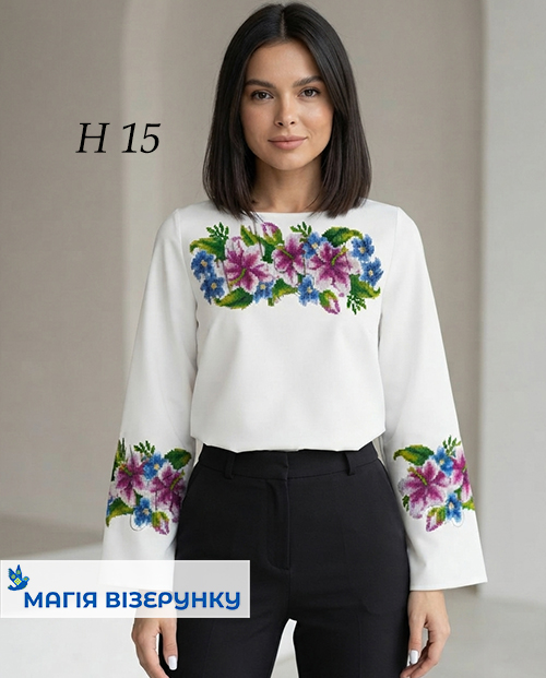 Заготовка вишиванки з ліліями Н 015