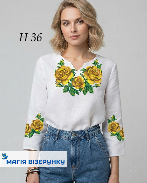Заготовка вишиванки трояндовий цвіт Н 036