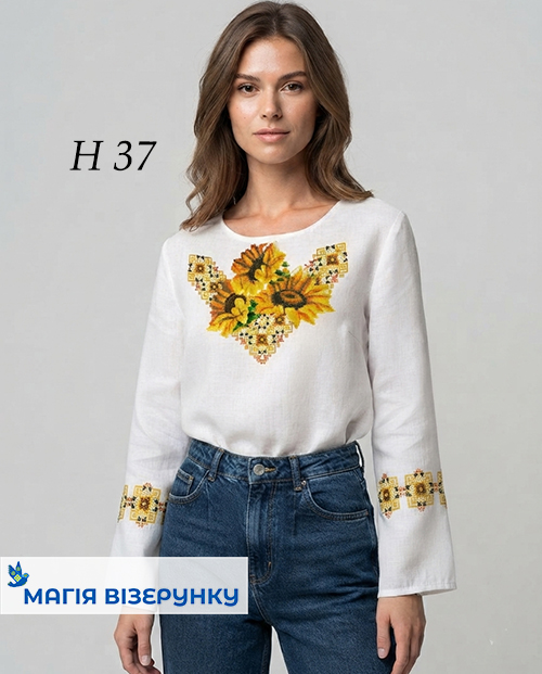 Заготовка вишиванки з соняшниками  037