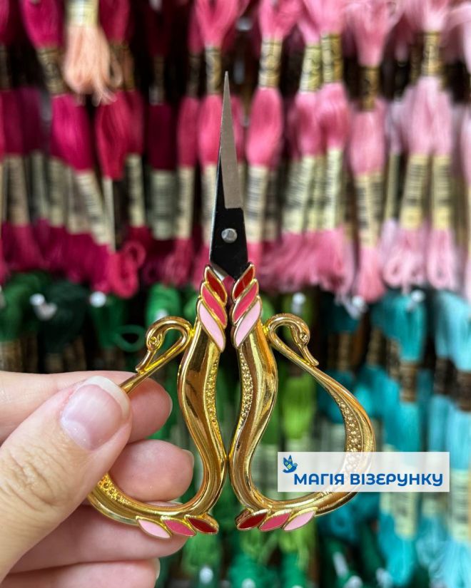 Вінтажні ножиці лебеді золоті