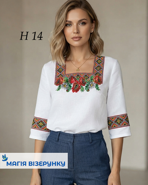 Заготовка вишиванки з маками Н 014