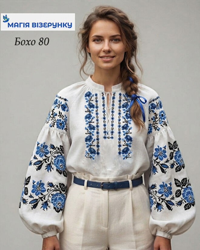 Схема для вишиванки жіночої на тканині Бохо 80