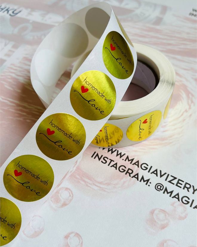 Наклейка "Handmade with love" на золотому тлі