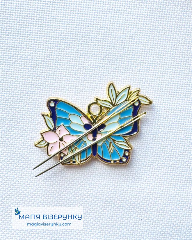 Магнітний тримач для голок "Синій мелелик у квітах"