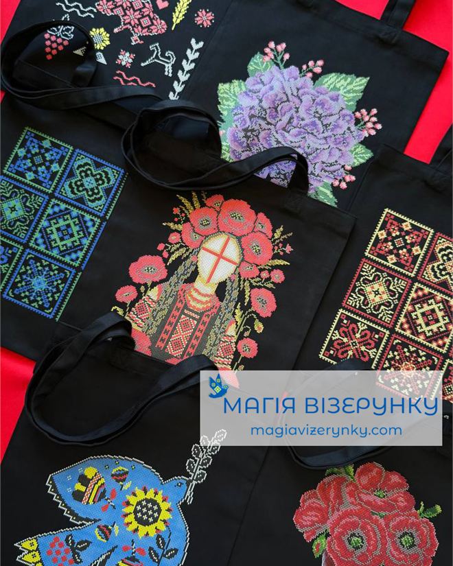 Шопер під вишивку маки в ріжку SHP 1007